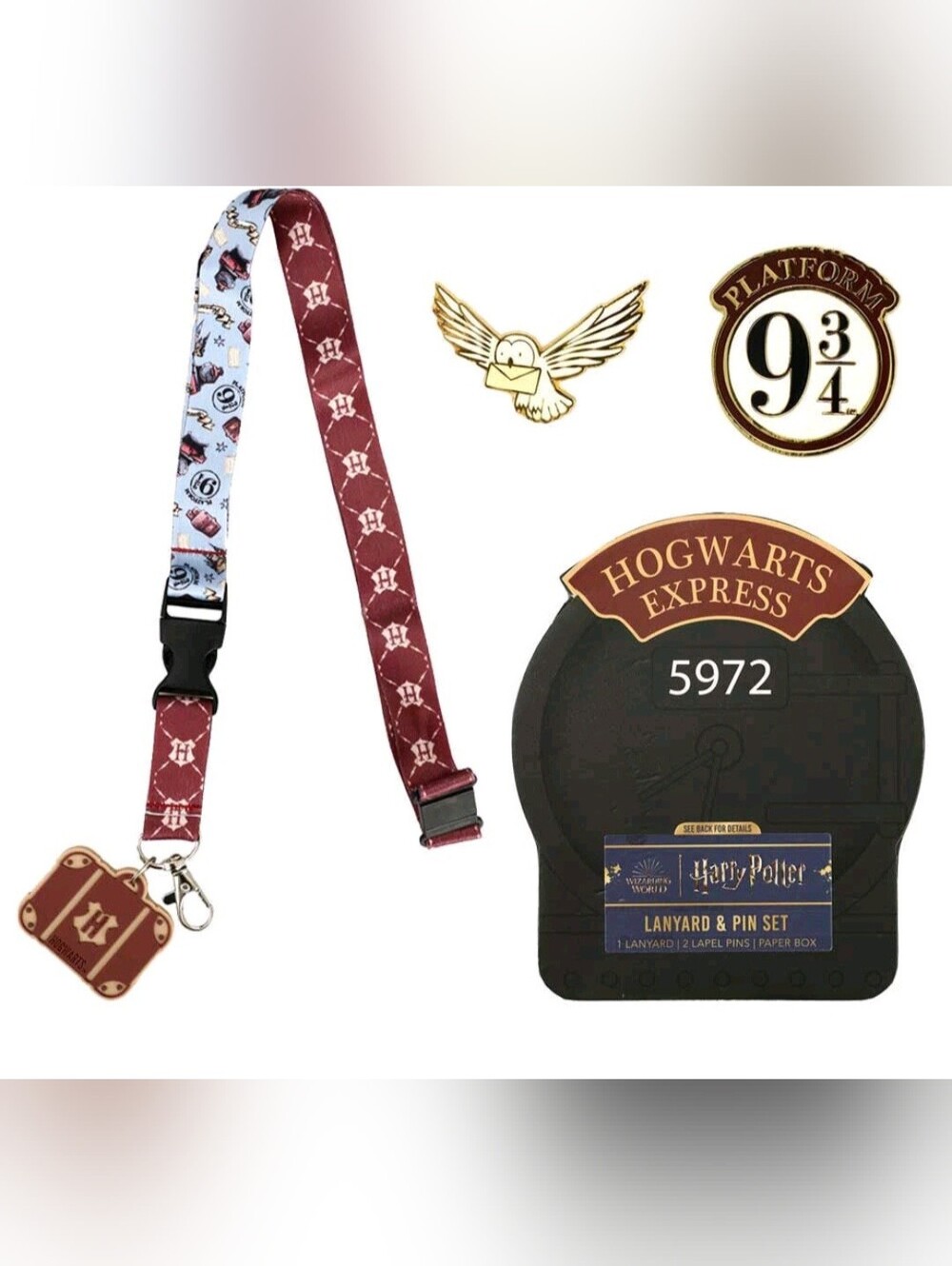 Harry Potter Hogwarts Express Lapel Pins and Luggage Lanyard Gift Box Set